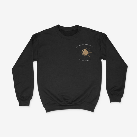 "You Are My Sun, My Moon and All My Stars" Crewneck Set - Black